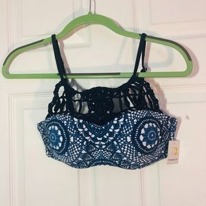 TiniBikini Blue and White Bikini Top